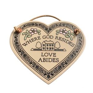 Trinity Pottery Hanging Plaque Spooner WI Where God Resides Love Abides Heart